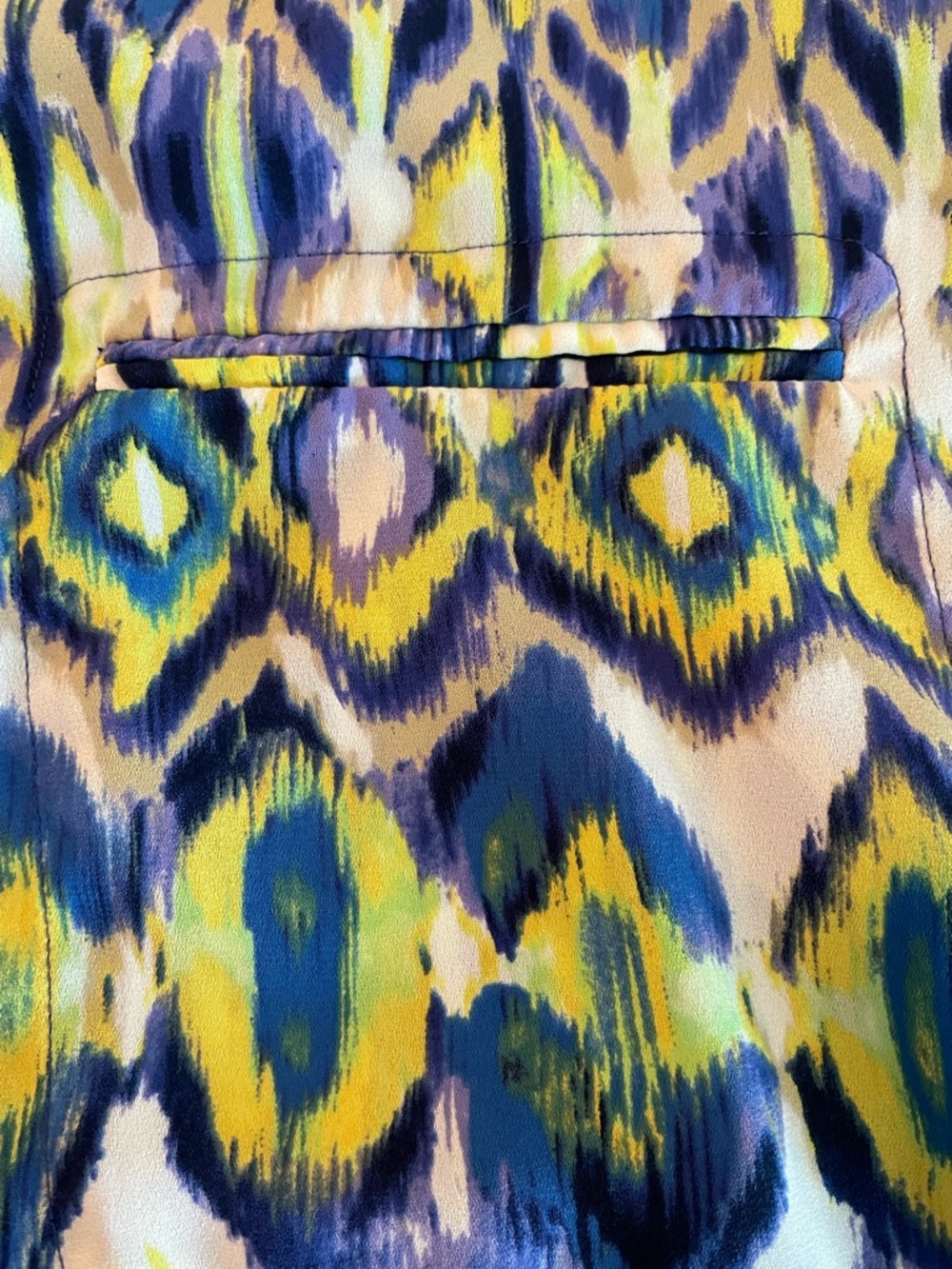 NYDJ Vibrant Ikat-Print Blouse in Blue, Yellow & Green - Picture 15 of 15